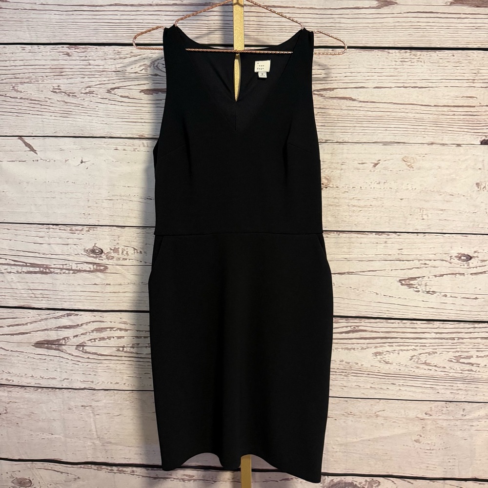 A New Day Black Sheath Mini Dress V-Neck Sleeveless